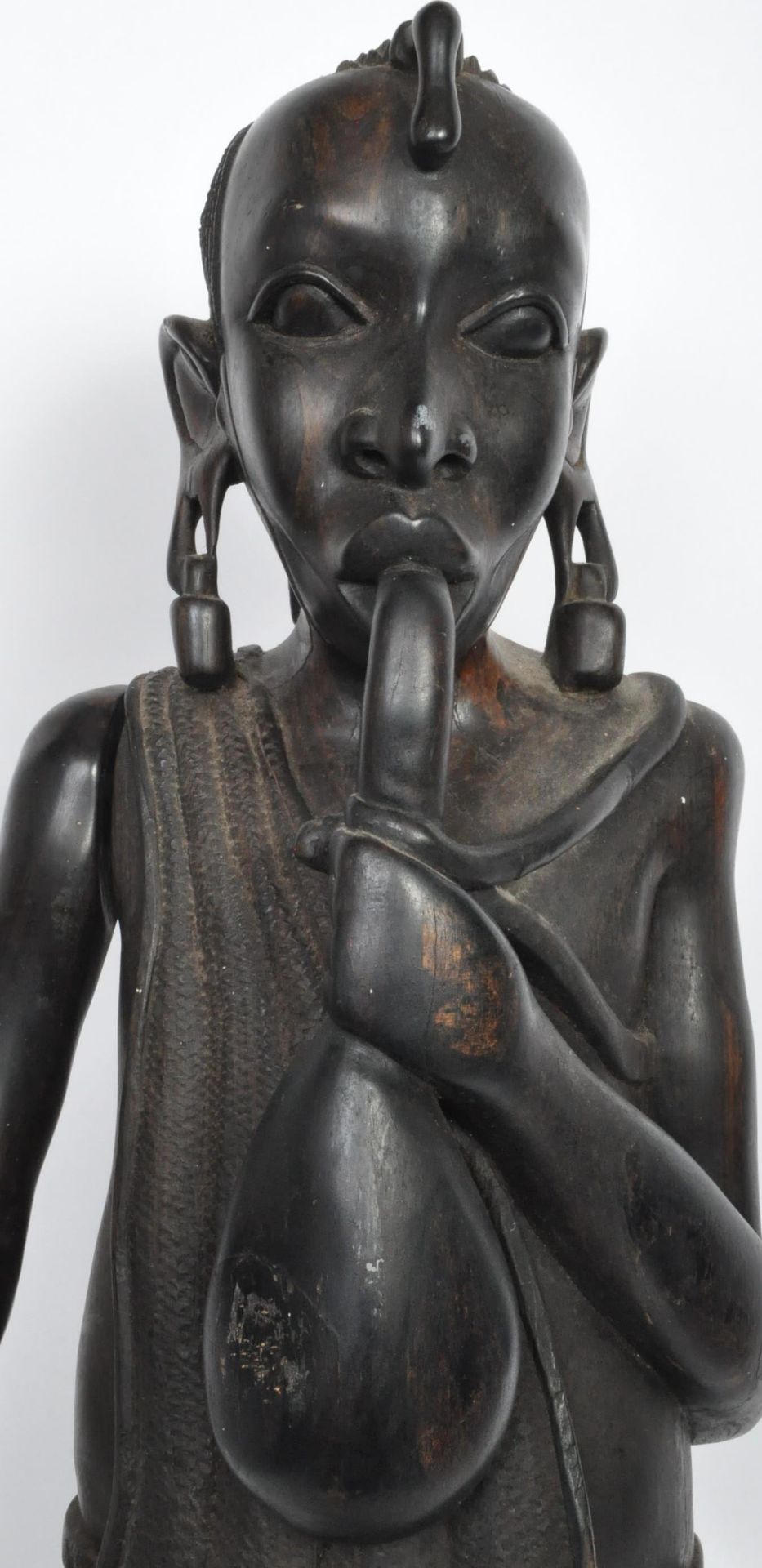 LARGE AFRICAN CARVED EBONY TRIBAL SCULPTURE - Image 2 of 7
