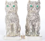 PAIR OF VINTAGE SILVER PLATED CAT CONDIMENTS