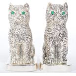 PAIR OF VINTAGE SILVER PLATED CAT CONDIMENTS