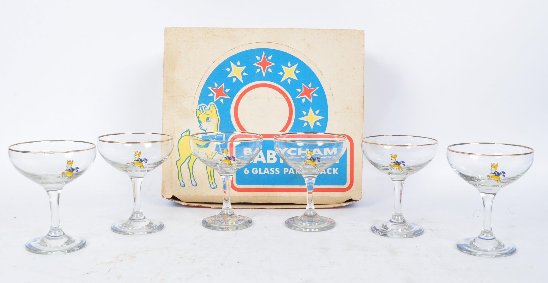 SIX RETRO BABYSHAM DRINKING GLASSES IN ORIGINAL BOX