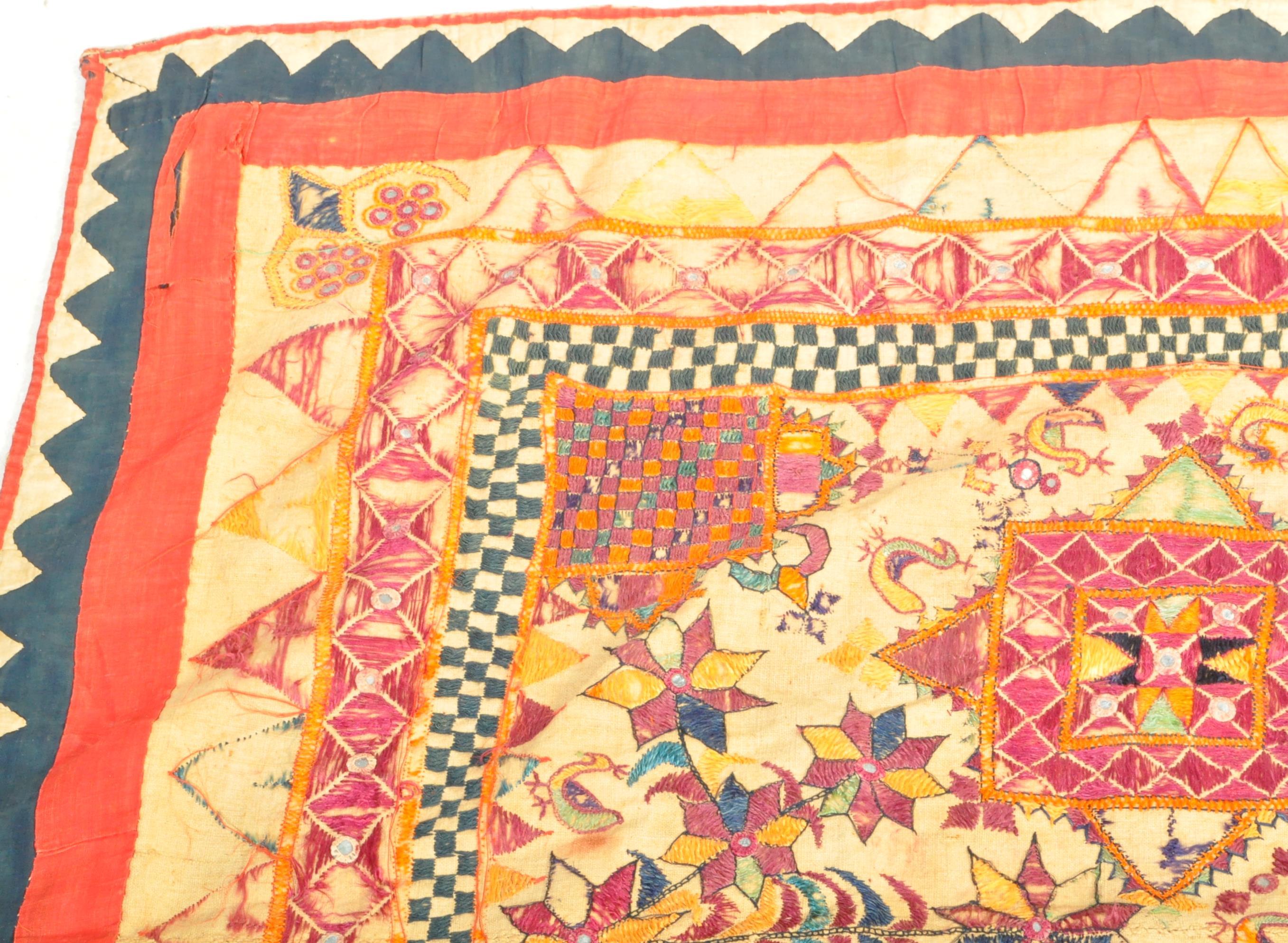 EARLY 20TH CENTURY INDIAN EMBROIDERED SHISHA TEXTILE - Image 3 of 7