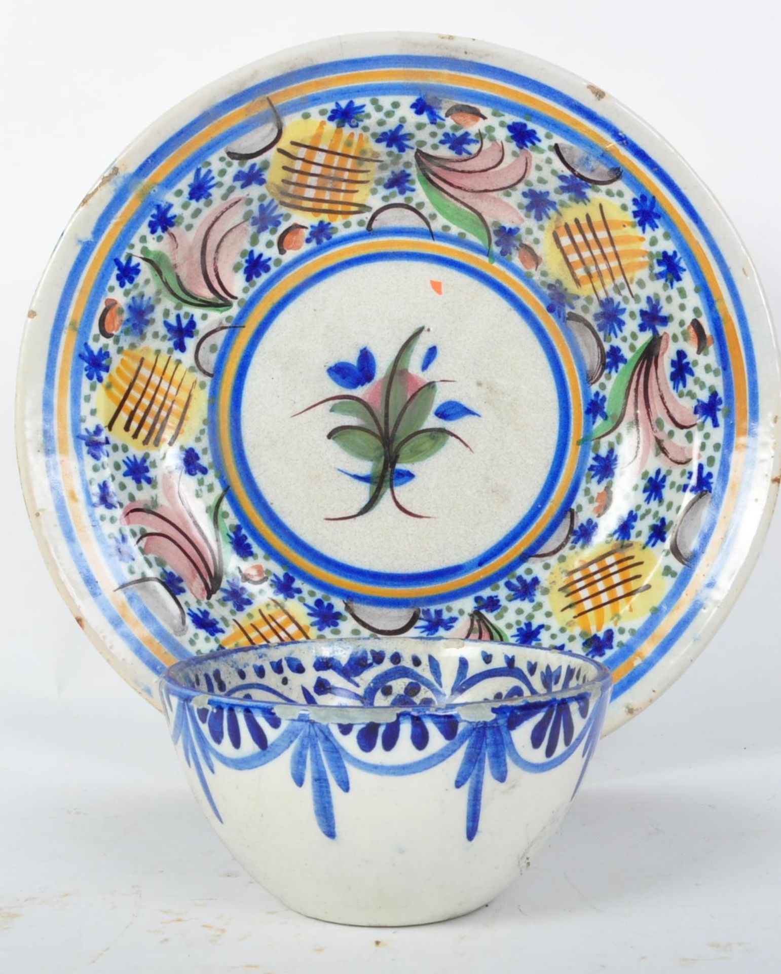 EARLY 18TH CENTURY TIN GLAZED PALTE & FRENCH FAIENCE BOWL