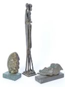 AN ASSORTMENT OF VINTAGE AFRICAN TRIBAL SHONA & BRONZE STATUES