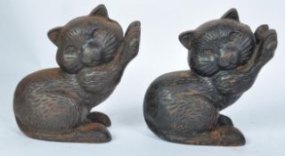 PAIR OF VINTAGE CAST METAL KITSCH CAT BOOK ENDS