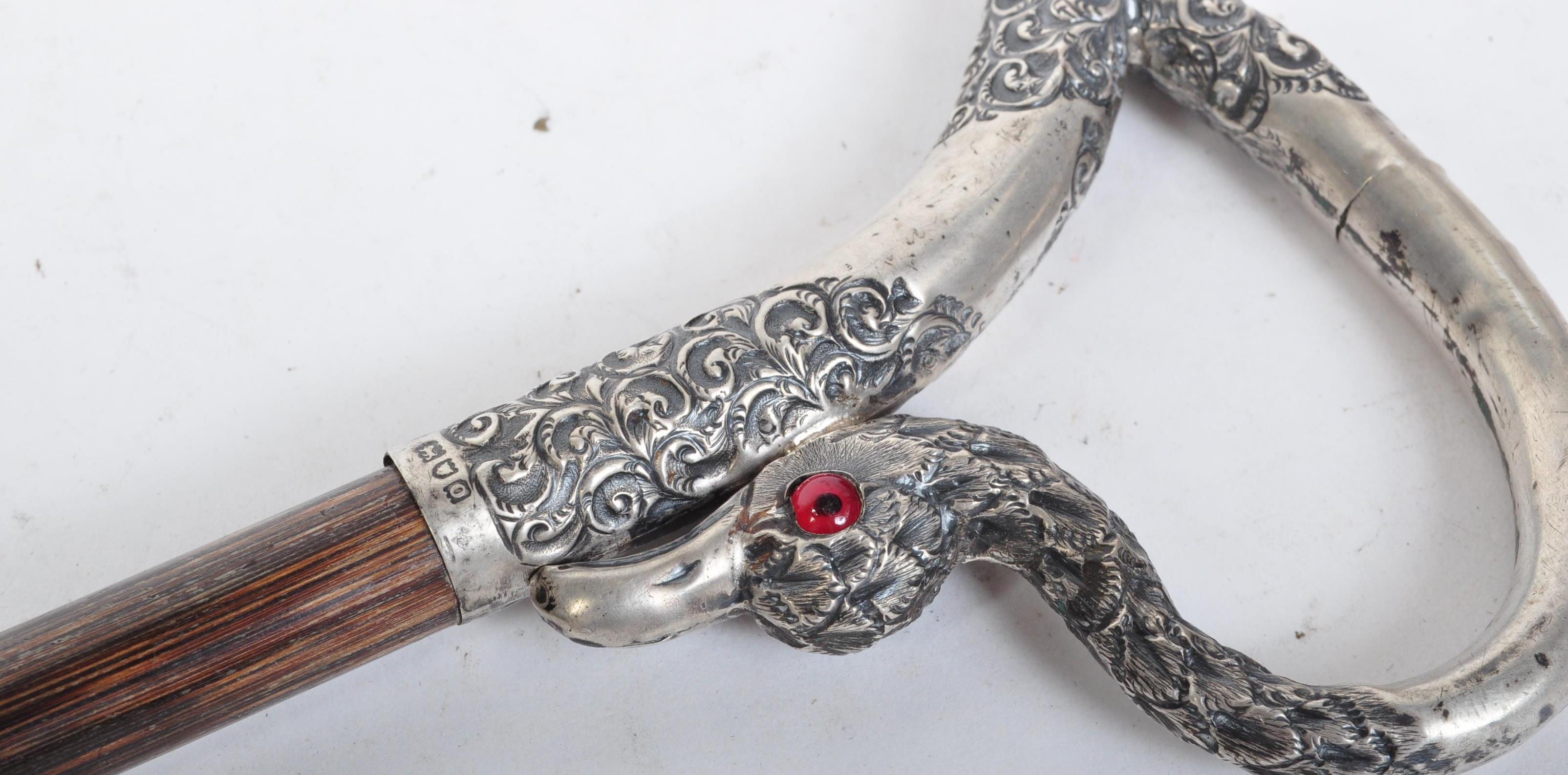 EDWARDIAN SILVER HALLAMRKED FLAMINGO UMBRELLA HANDLE - Image 4 of 5