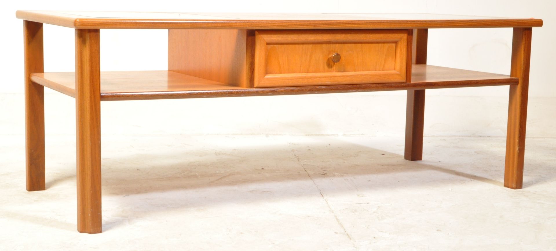 VINTAGE RETRO TEAK GLAZED COFFEE TABLE