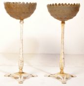 PAIR OF VINTAGE CAST IRON & METAL PLANT STANDS
