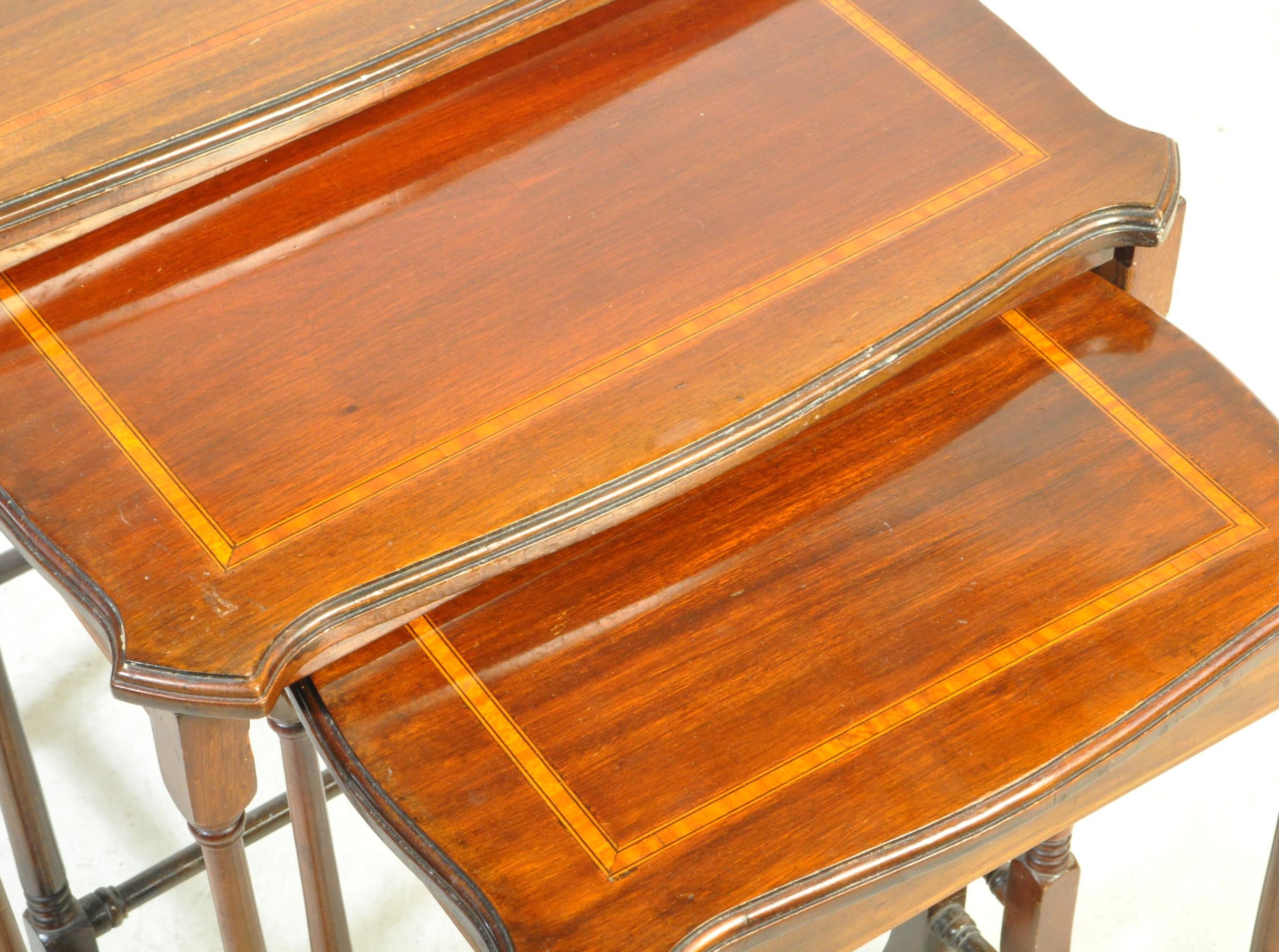 EDWARDIAN MAHOGANY INLAID NEST OF TABLES - Image 3 of 4