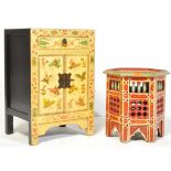 MIDDLE EASTERN CARVED SIDES SMALL TABLE & SMALL CHEST