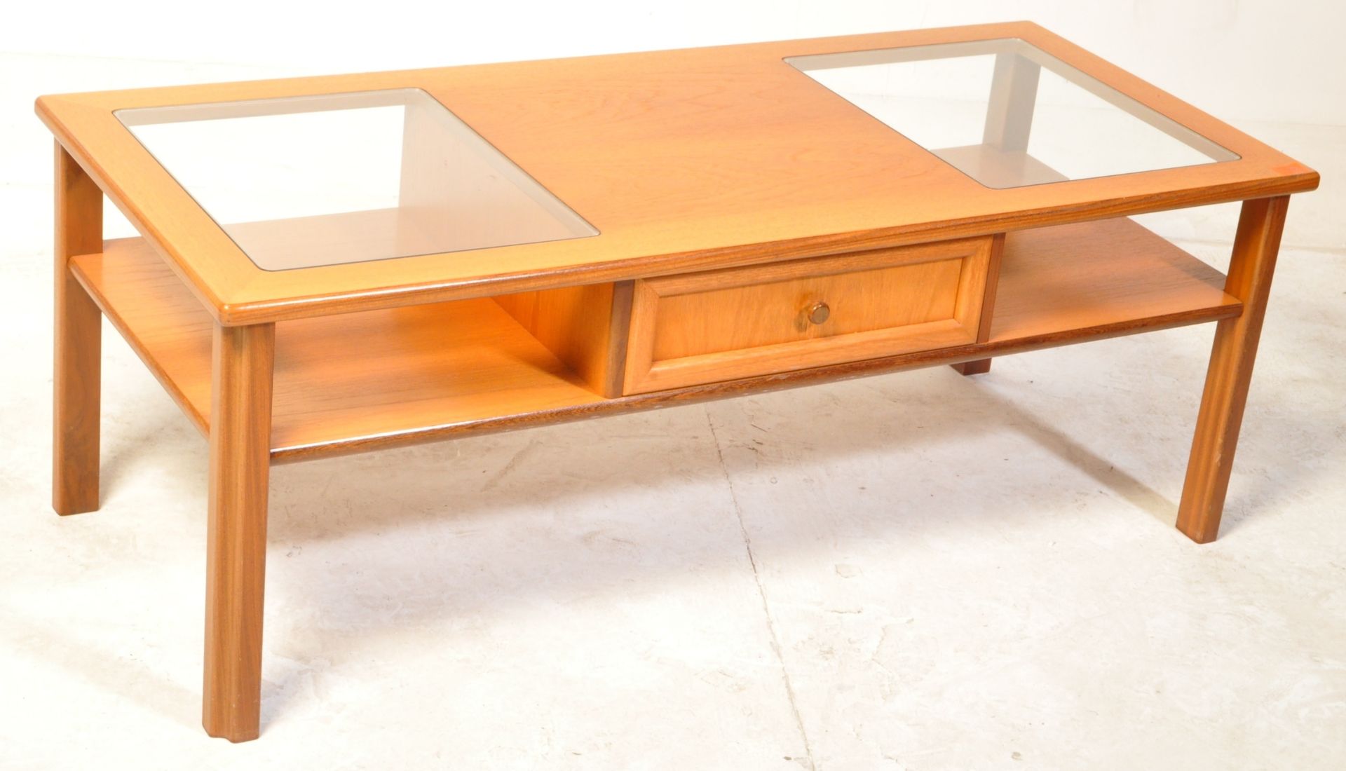 VINTAGE RETRO TEAK GLAZED COFFEE TABLE - Image 2 of 7