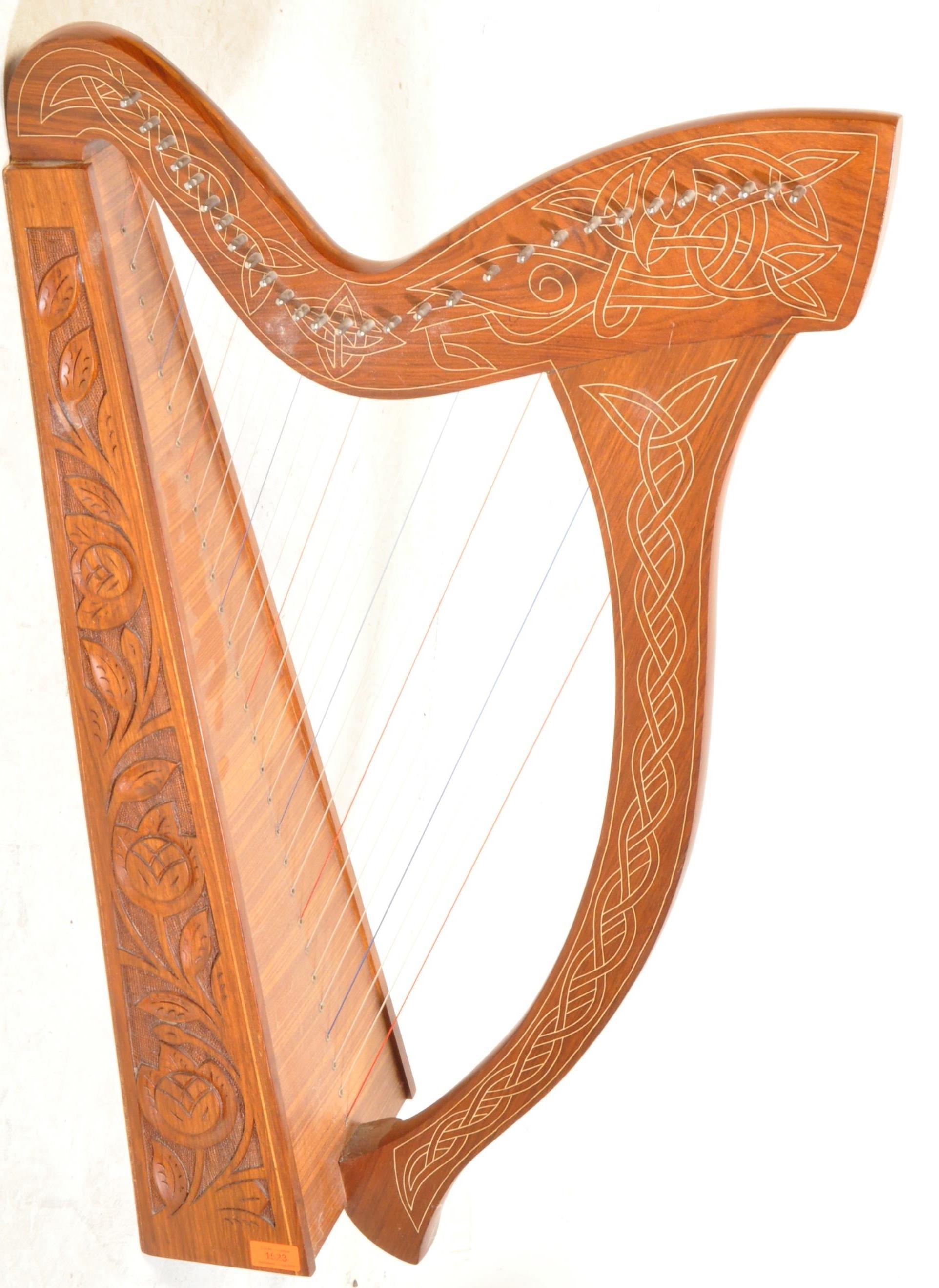 VINTAGE WOODEN TWENTY-SEVEN STRING CARVED KNEE HARP - Image 2 of 7