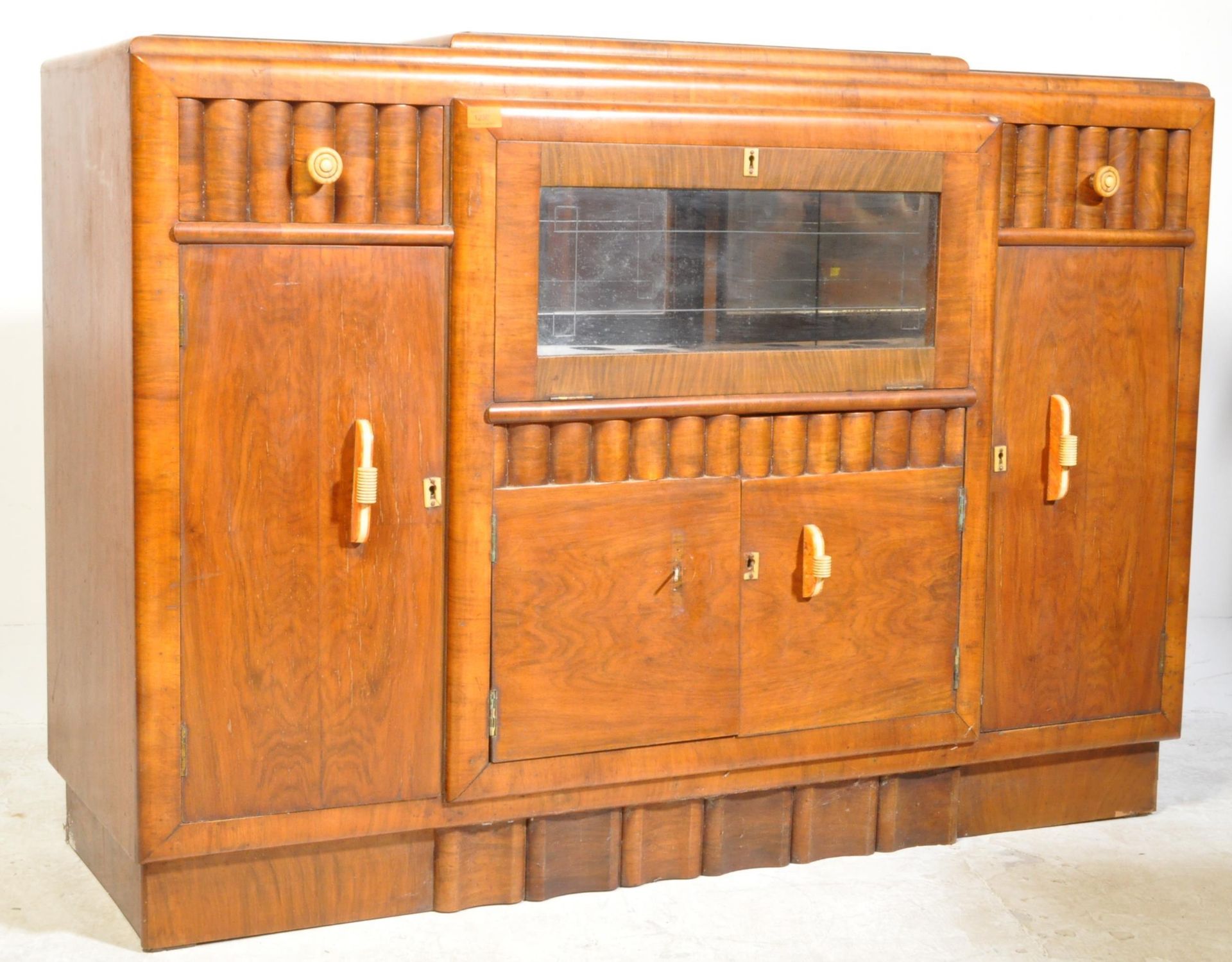 1930S ART DECO WALNUT COCKTAIL CABINET