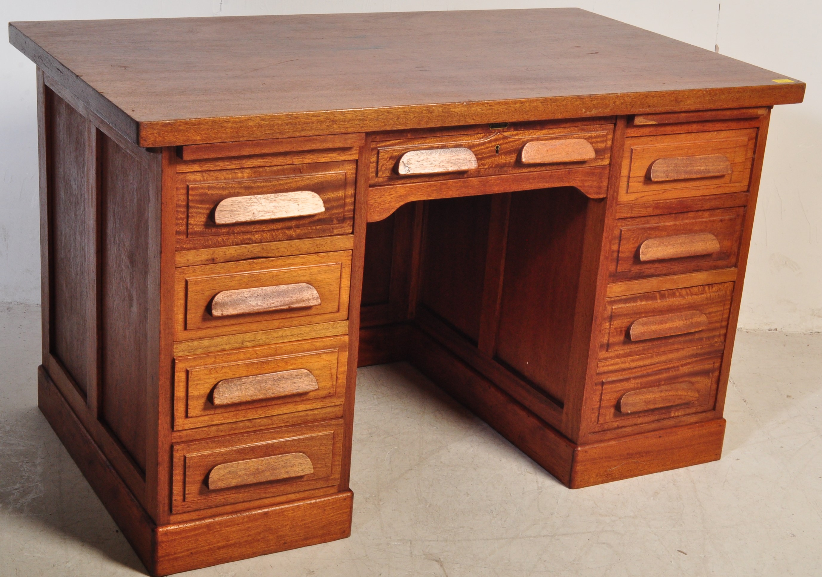 20TH CENTURY INDUSTRIAL FACTORY / OFFICE MAHOGANY DESK - Image 2 of 9