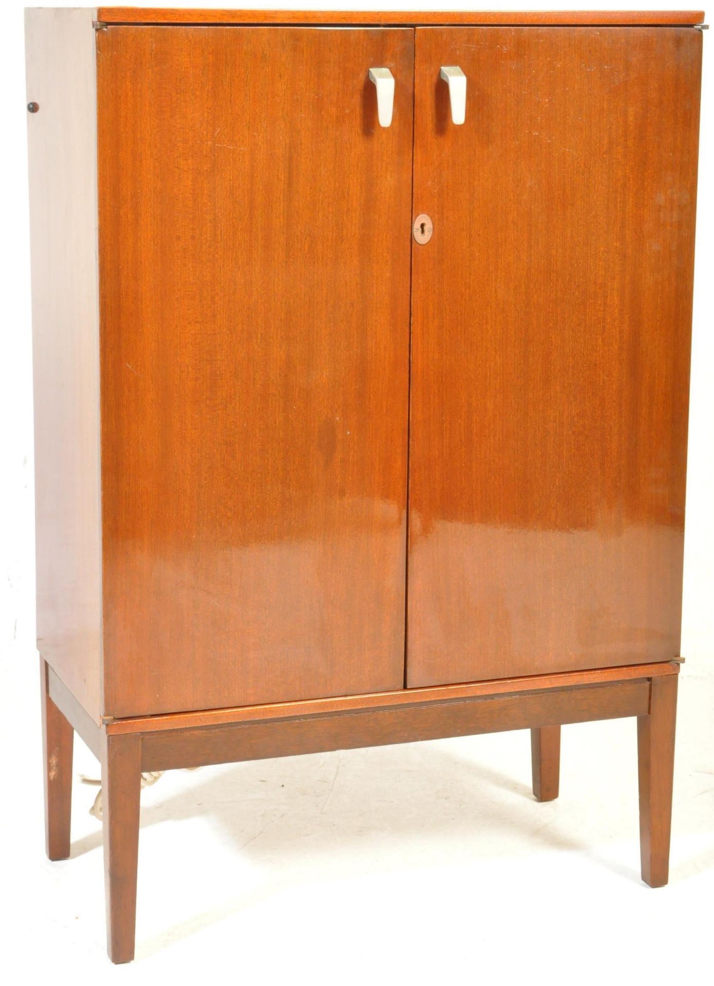 RETRO VINTAGE TEAK LACQUER DRINKS CABINET