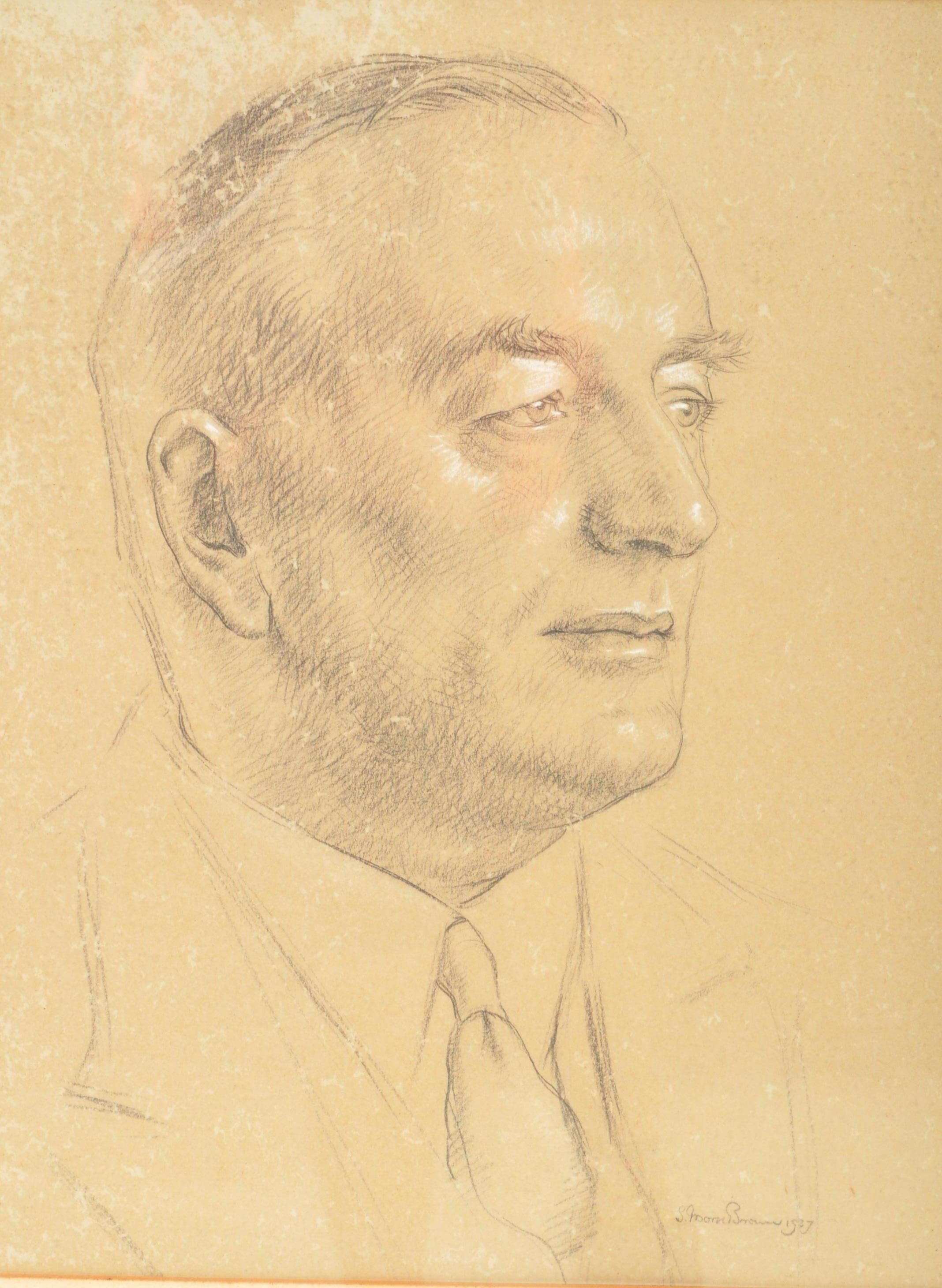 SAM MORSE BROWN (1903-2001) - TWO PENCIL & CHALK PORTRAIT STUDIES - Image 2 of 6