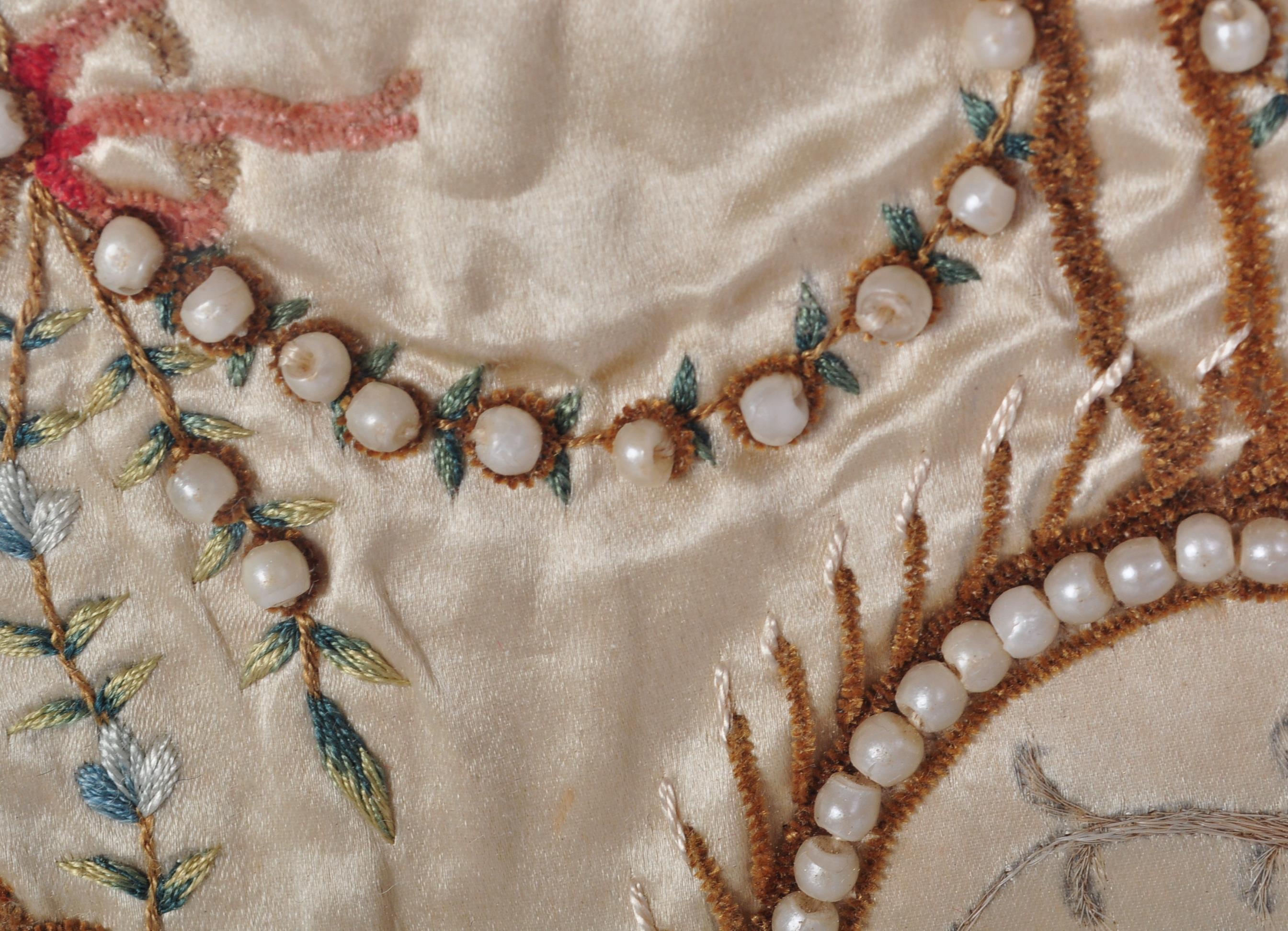 19TH CENTURY EMBROIDERED INITALS ON SILK PANEL - Image 4 of 7