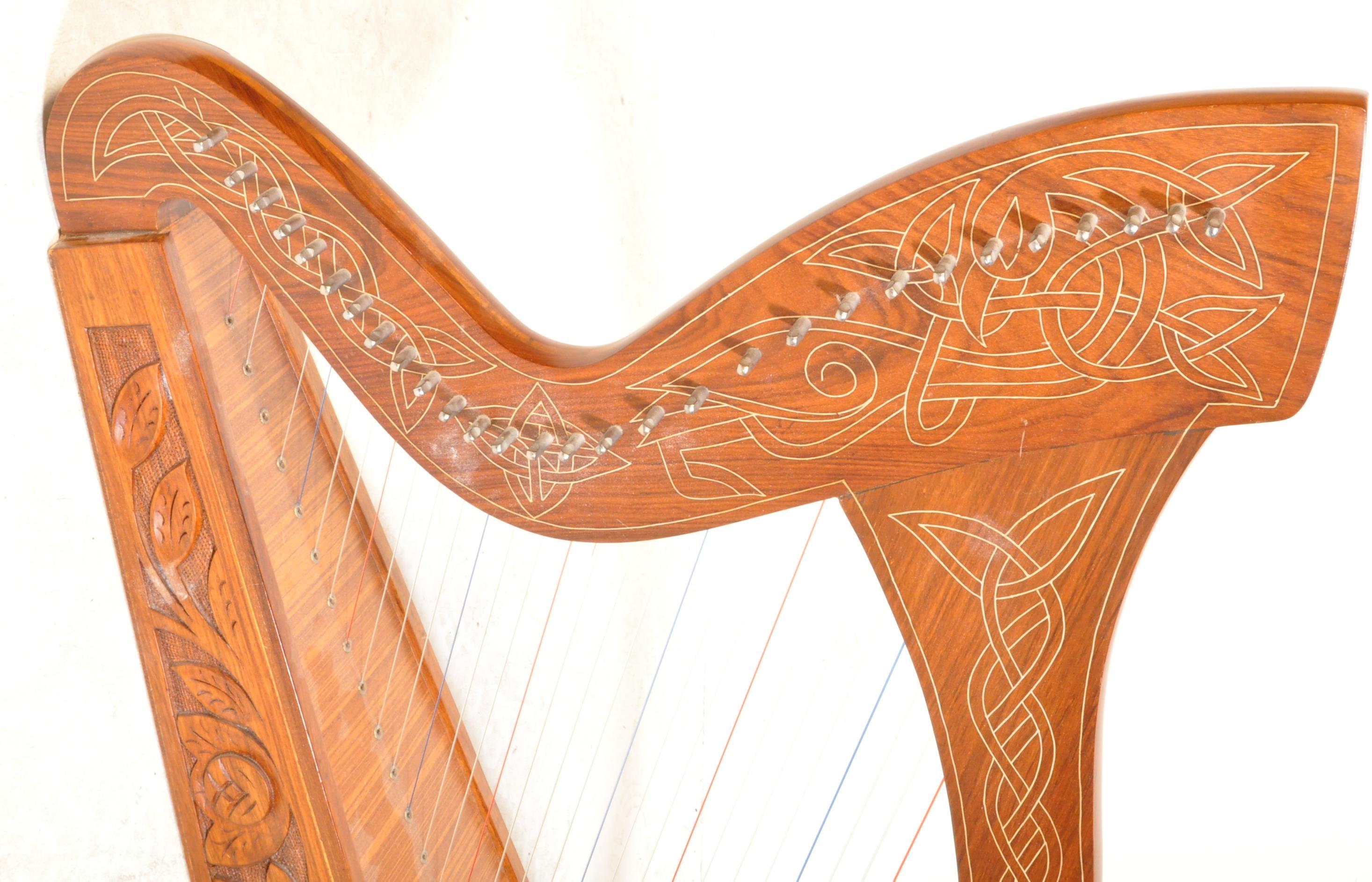 VINTAGE WOODEN TWENTY-SEVEN STRING CARVED KNEE HARP - Image 3 of 7