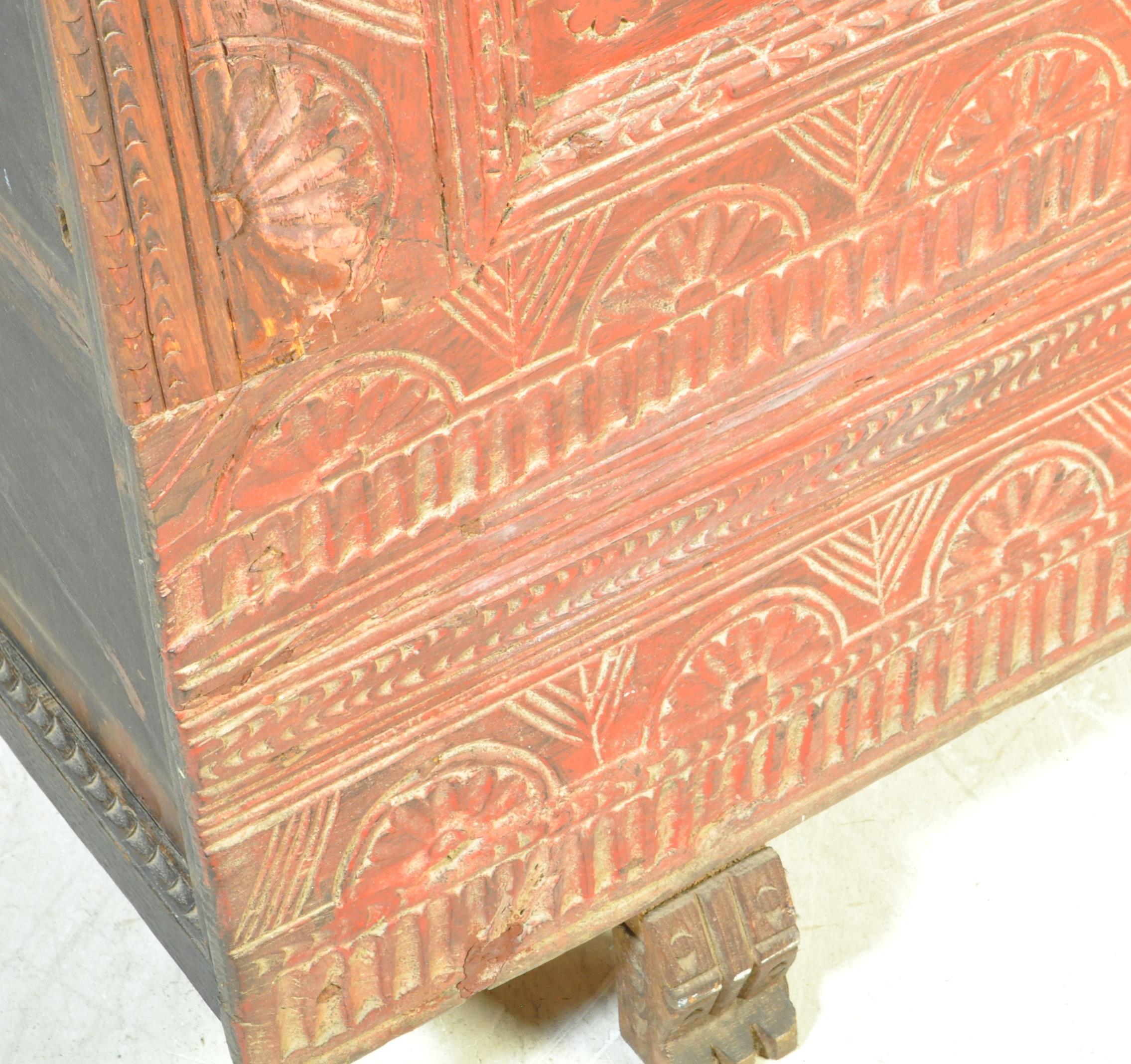 19TH CENTURY ITALIAN CARVED WOOD SARDINIAN COFFER CHEST - Image 4 of 5