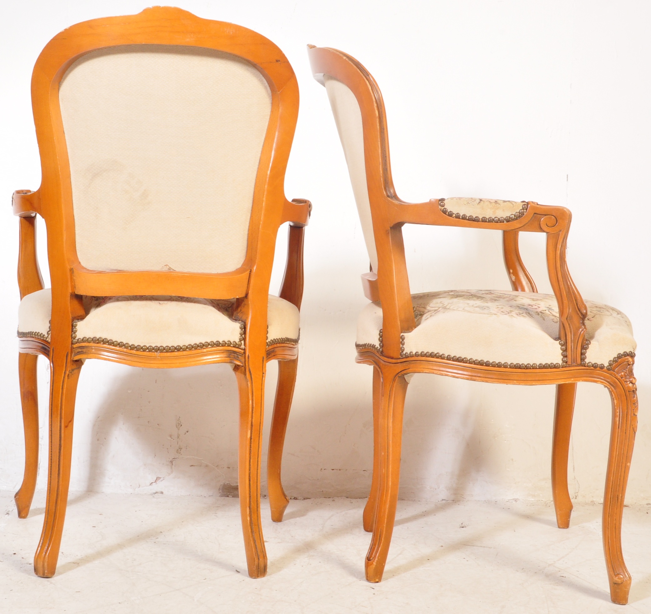 PAIR OF LOUIS XVI STYLE FAUTEILS ARMCHAIRS - Image 6 of 6