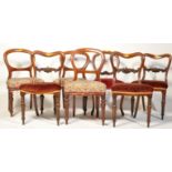 HARLEQUIN SET OF 7 VICTORIAN BALLOON & SADDLE BACK CHAIRS