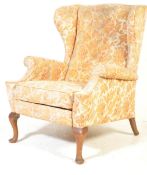 MID CENTURY WINGBACK TAPESTRY UPHOLSTERED ARMCHAIR