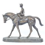 VINTAGE 20TH CENTURY BRONZED RESIN JOCKEY SCULPTURE