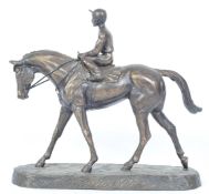 VINTAGE 20TH CENTURY BRONZED RESIN JOCKEY SCULPTURE