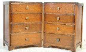PAIR OF MID CENTURY OAK POST WAR BEDSIDE CHEST OF DRAWERS