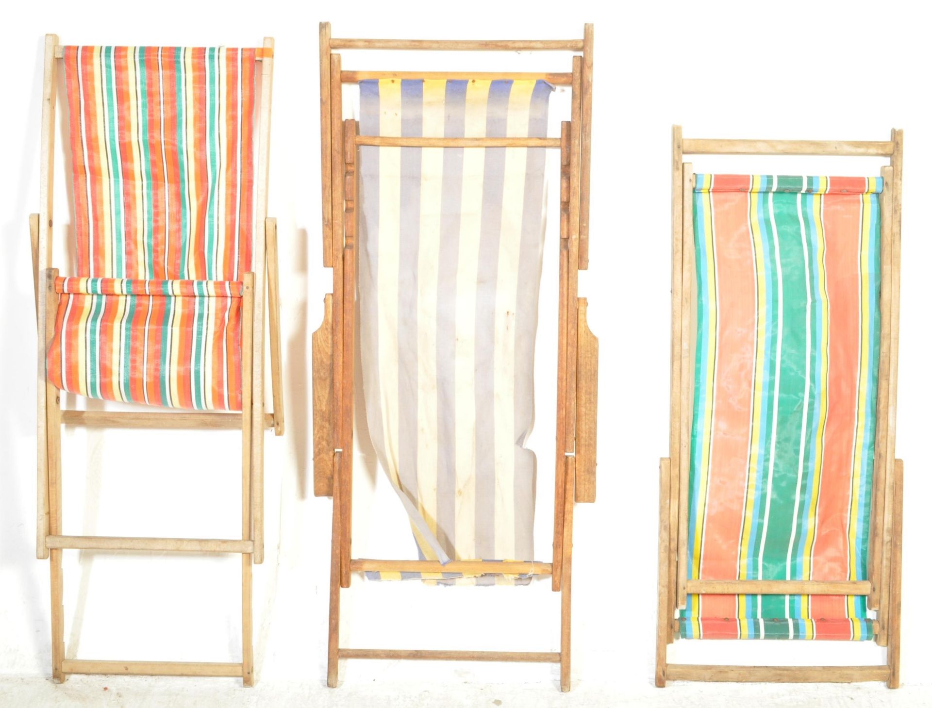 THREE VINTAGE STRIPED BEACH DECK CHAIRS - Image 5 of 5