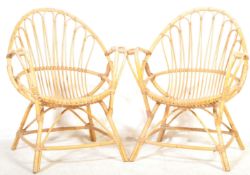 MID CENTURY ALBINI MANNER ITALIAN EGG SHAPE BAMBOO ARMCHAIRS