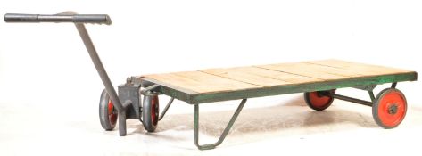 20TH CENTURY INDUSTRIAL METAL & PINE TROLLEY COFFEE TABLE