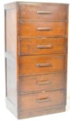 1920S OAK SIX DRAWER PEDESTAL CHEST OF DRAWERS