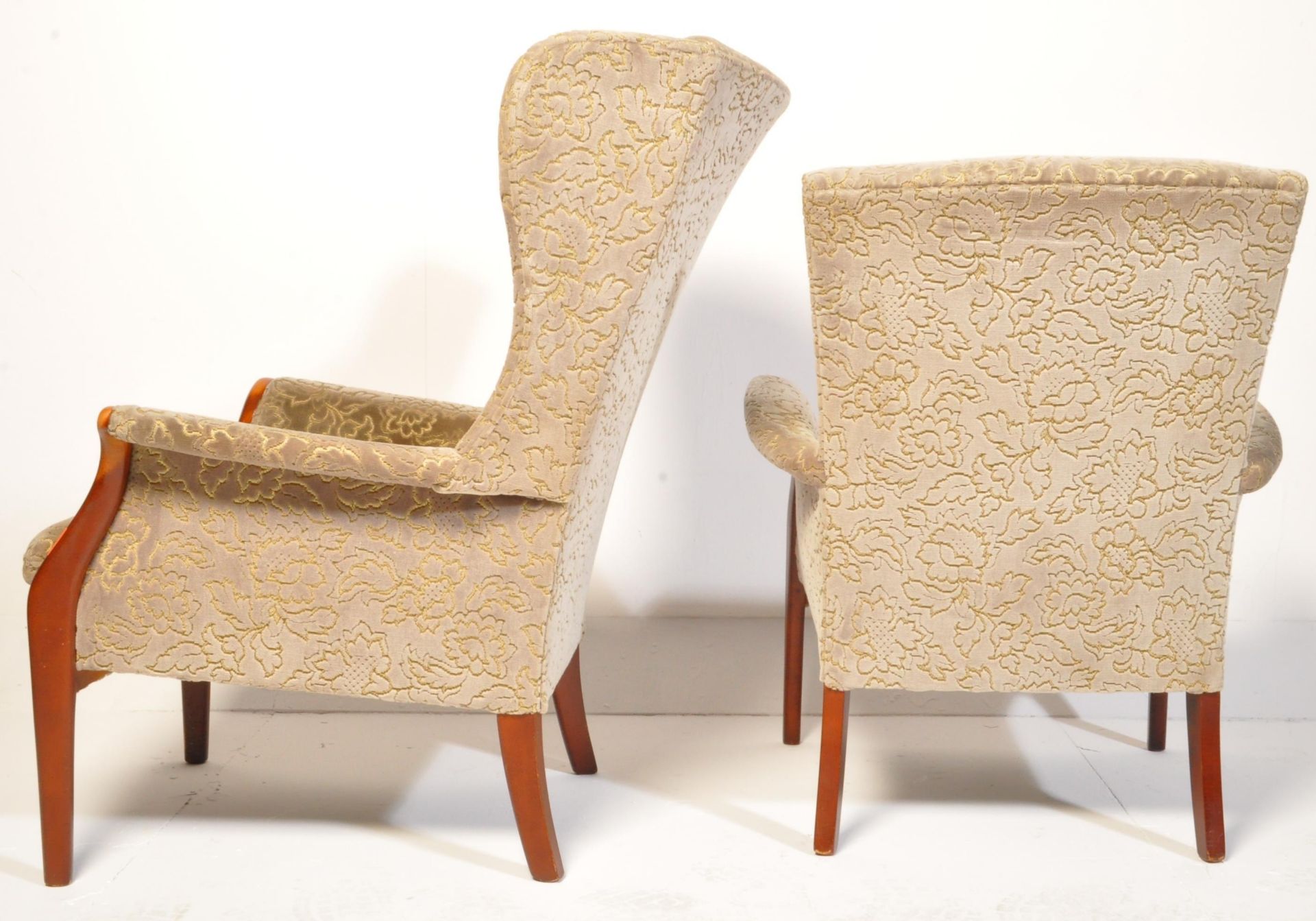 PAIR RETRO MAHOGANY PARKER KNOLL WINGBACK ARMCHAIRS - Image 10 of 12