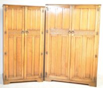 TWO VINTAGE MID CENTURY JACOBEAN REVIVAL WARDROBES