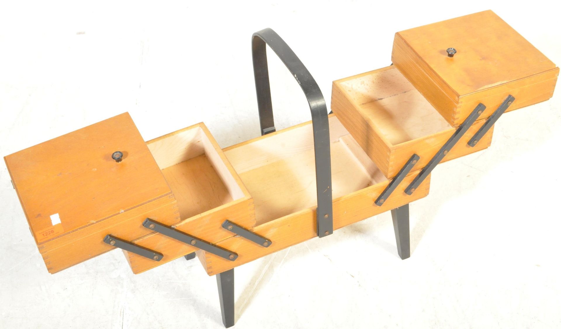 RETRO MID CENTURY TEAK CANTILEVER SEWING BOX - Image 3 of 3