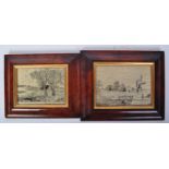 PAIR OF 19TH CENTURY SILK PANELS & BURR WALNUT FRAMES