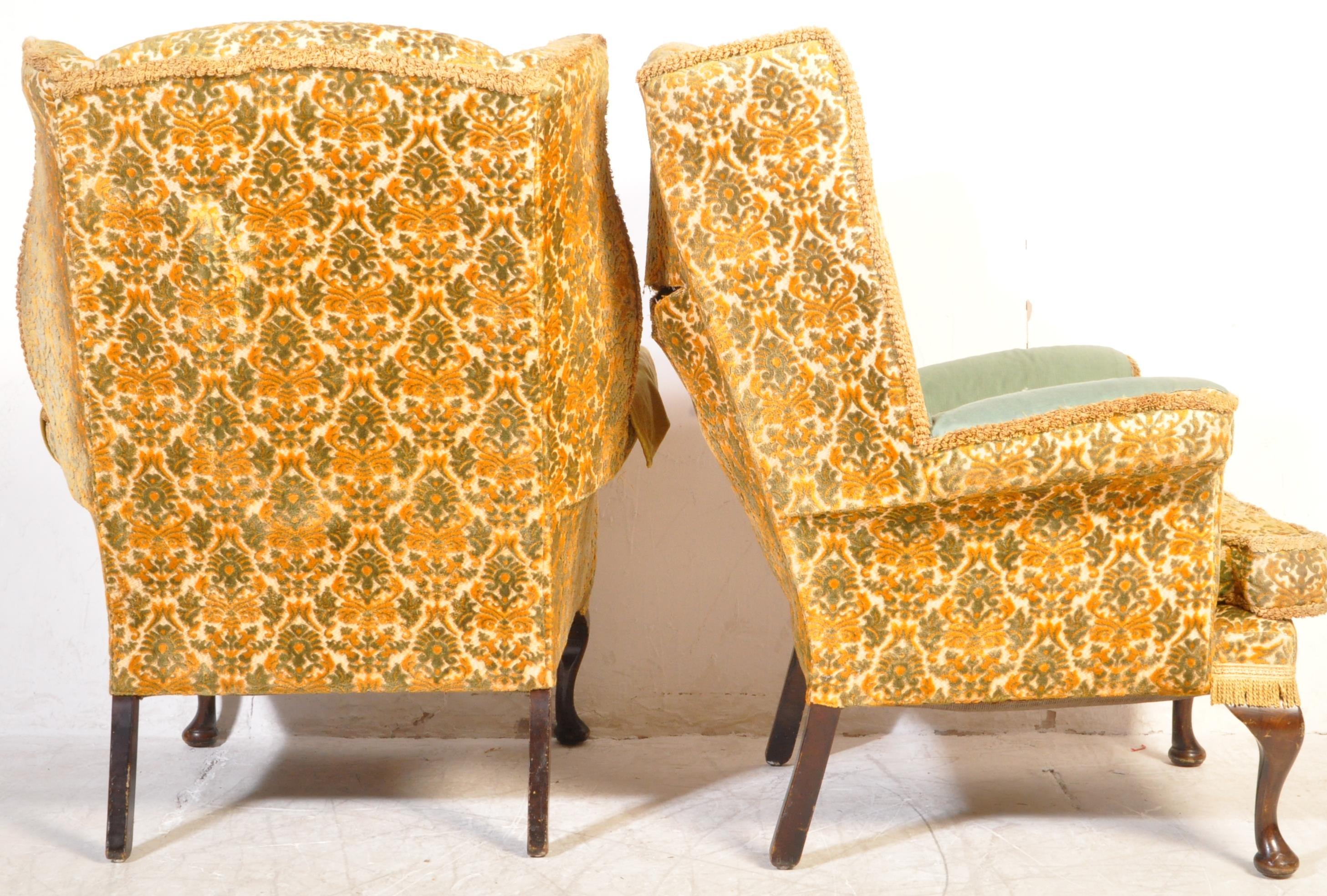 PAIR OF EARLY 20TH CENTURY WING BACK ARMCHAIRS - Image 4 of 6
