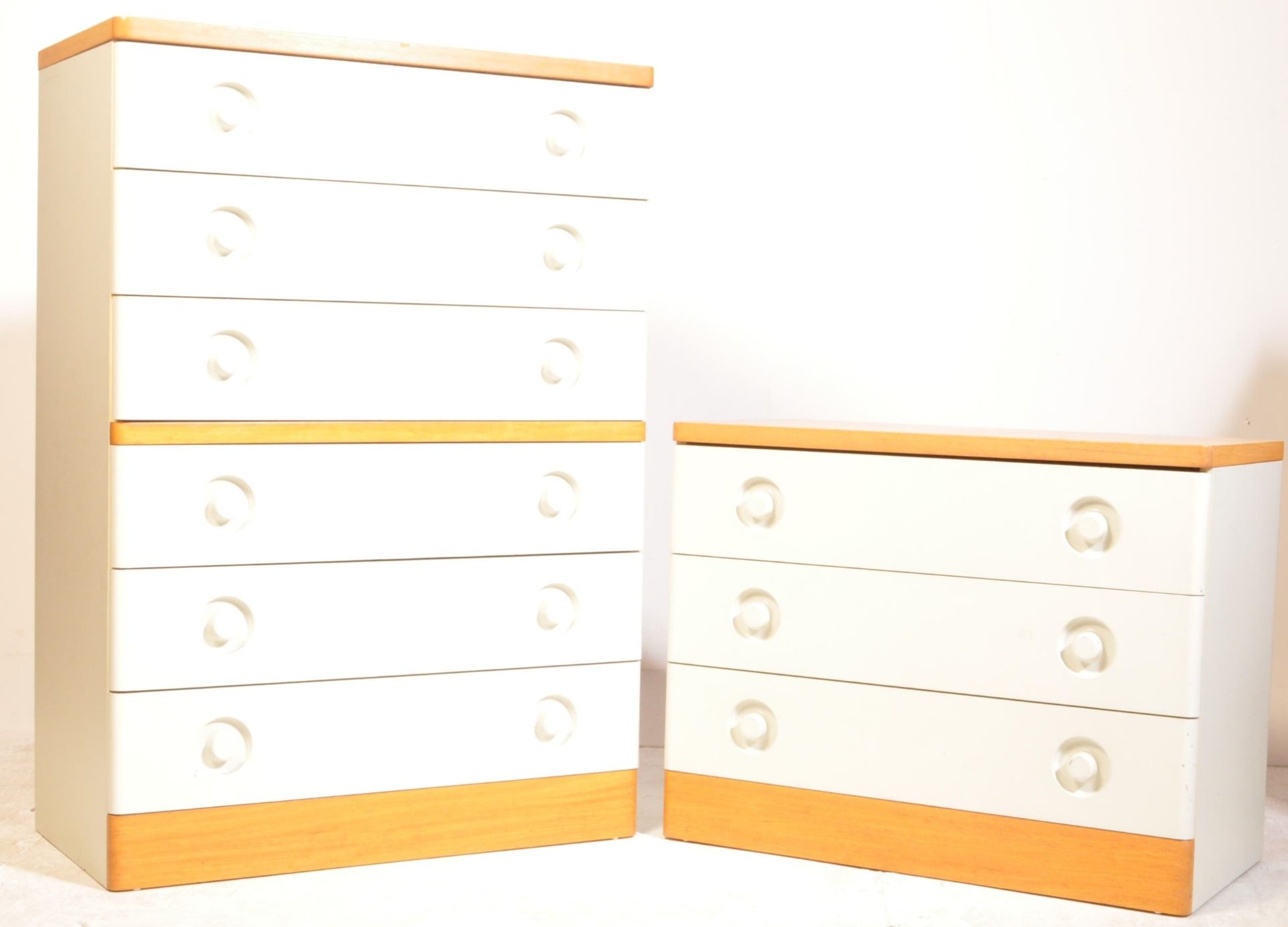 STAG FURNITURE - WHITE & OAK TWO CHEST OF DRAWERS