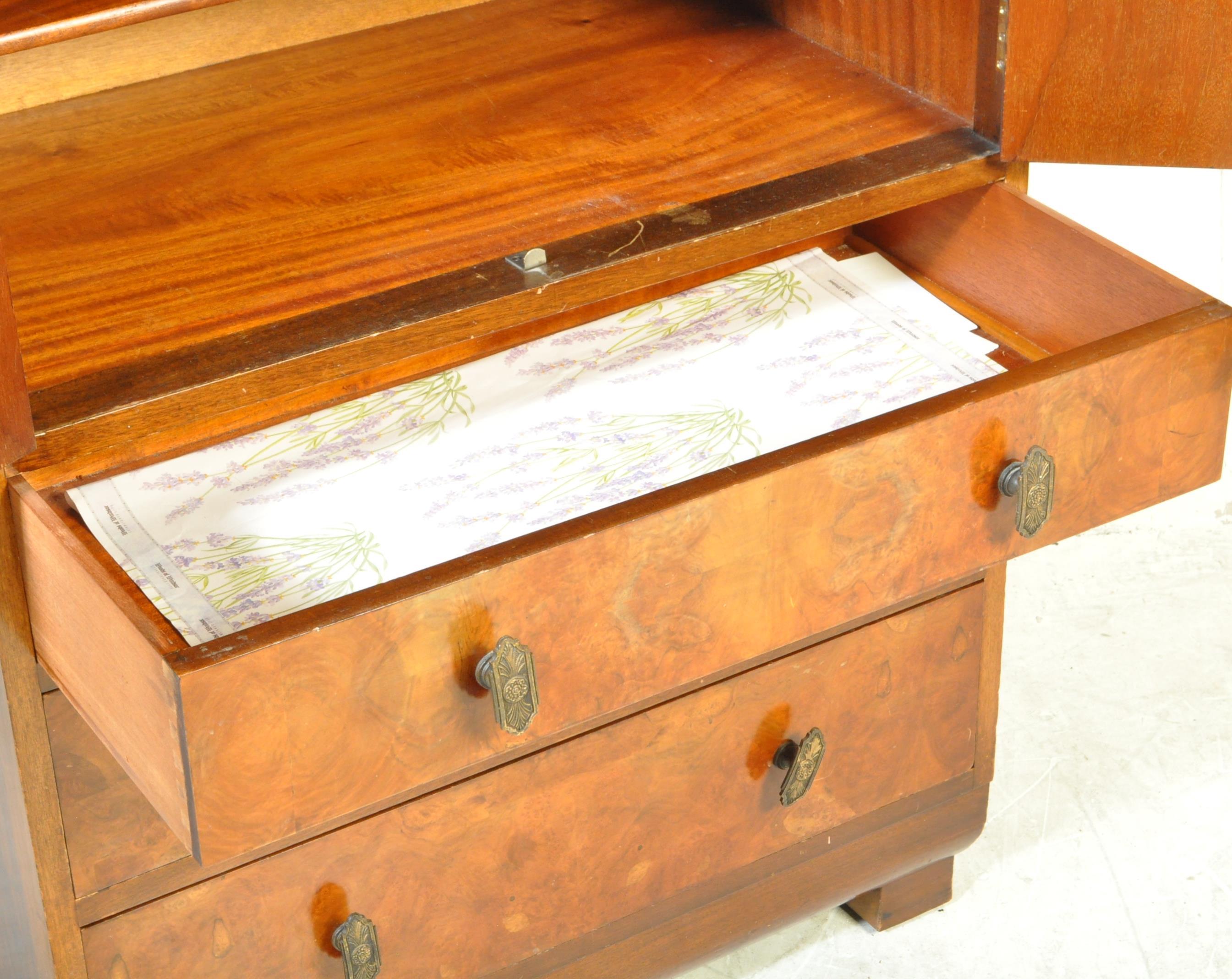 1930'S ART DECO BURR WALNUT TALLBOY CHEST OF DRAWERS - Image 4 of 5