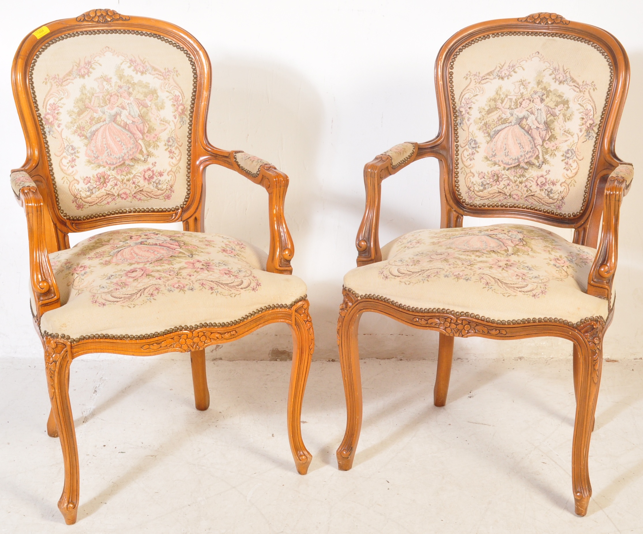 PAIR OF LOUIS XVI STYLE FAUTEILS ARMCHAIRS - Image 2 of 6