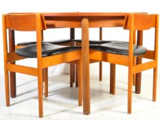 MID CENTURY TEAK WOOD CIRCULAR DINING TABLE & CHAIRS