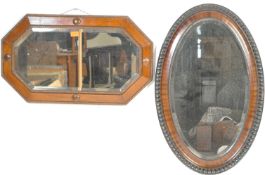 TWO EARLY 20TH CENTURY MAHOGANY FRAMED MIRRORS