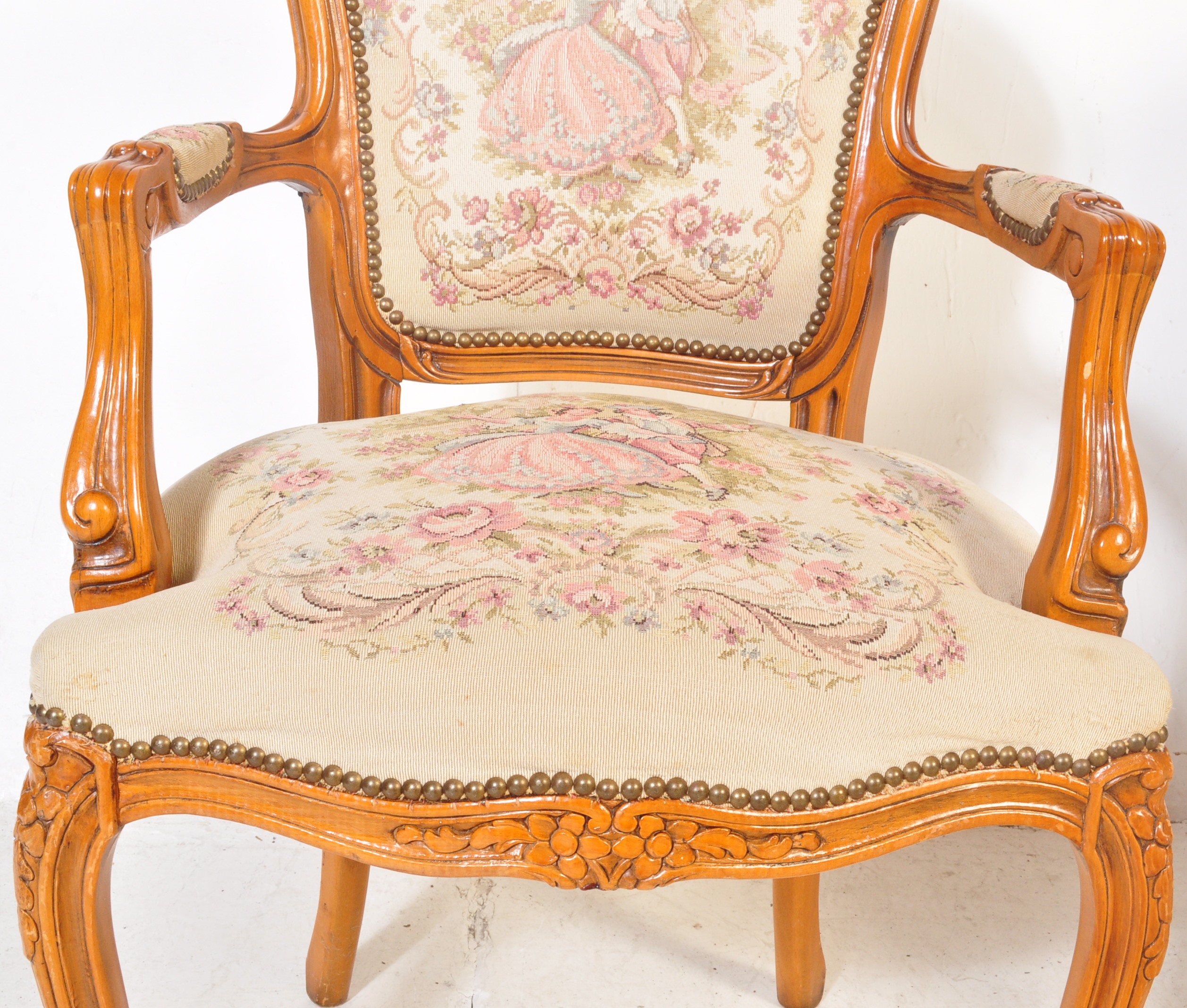 PAIR OF LOUIS XVI STYLE FAUTEILS ARMCHAIRS - Image 4 of 6