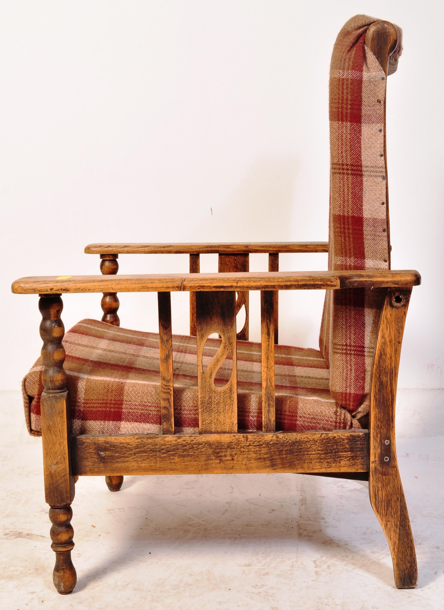 EARLY 20TH CENTURY 1920S OAK FIRESIDE ARMCHAIR - Image 6 of 10