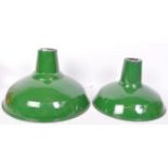 RETRO SPACE AGE GREEN ENAMEL UFO SHAPED LIGHT SHADES