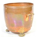 VICTORIAN 19TH CENTURY COPPER HAIRY PAW COAL LOG BUCKET