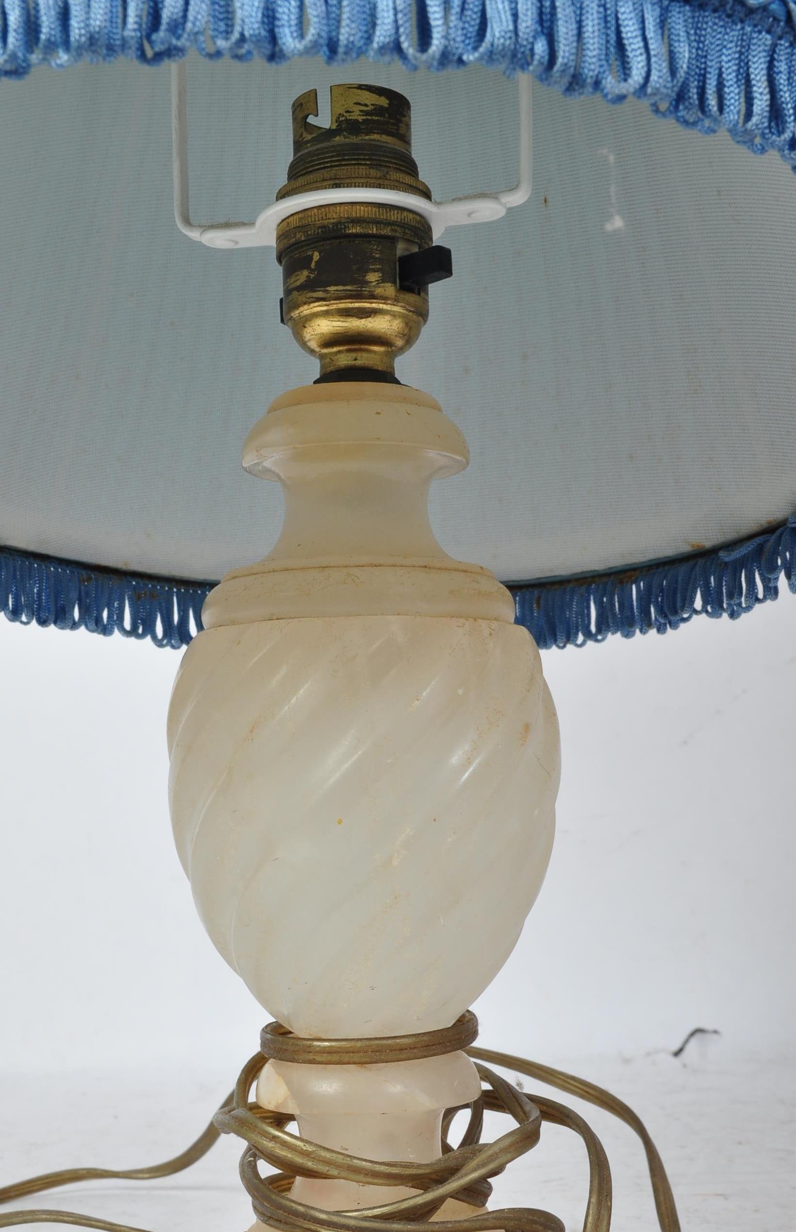 PAIR OF ART DECO ERA TABLE LAMPS - ALABASTER & OPALINE GLASS - Image 3 of 10