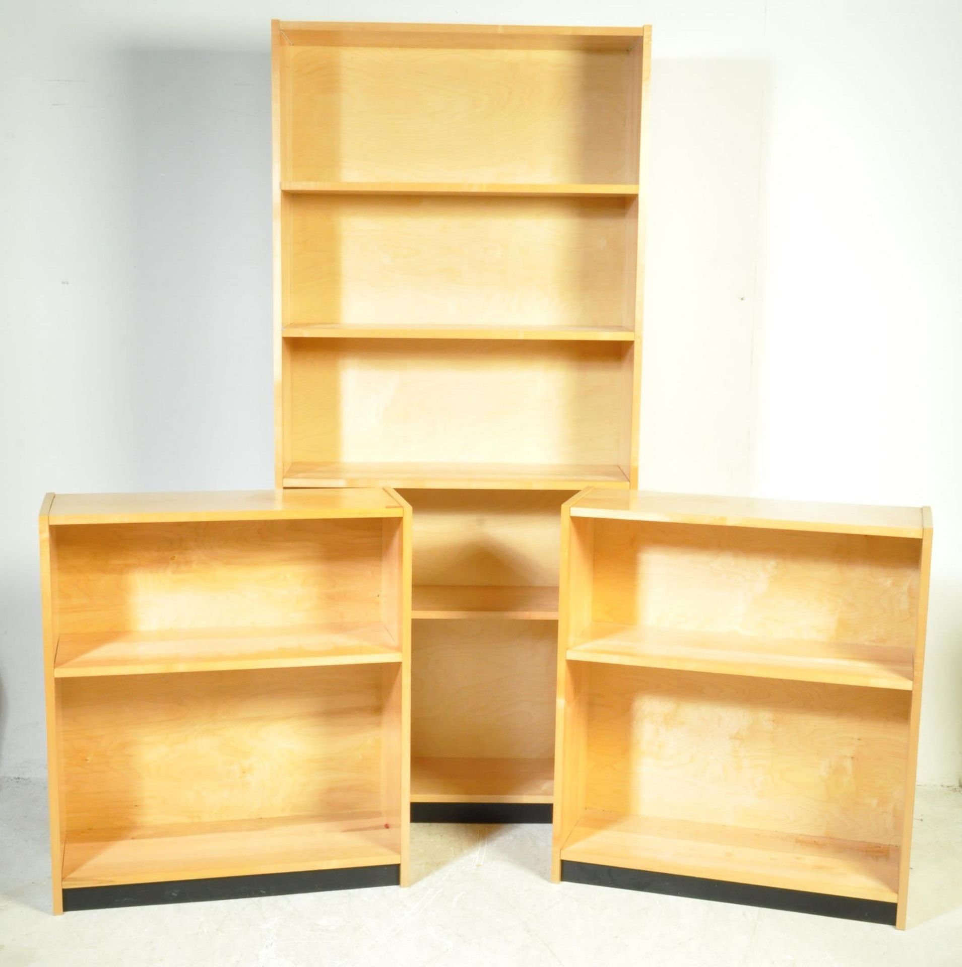 SET OF 3 CONTEMPORARY LARGE BEECH BOOKCASE AND 2 OTHERS