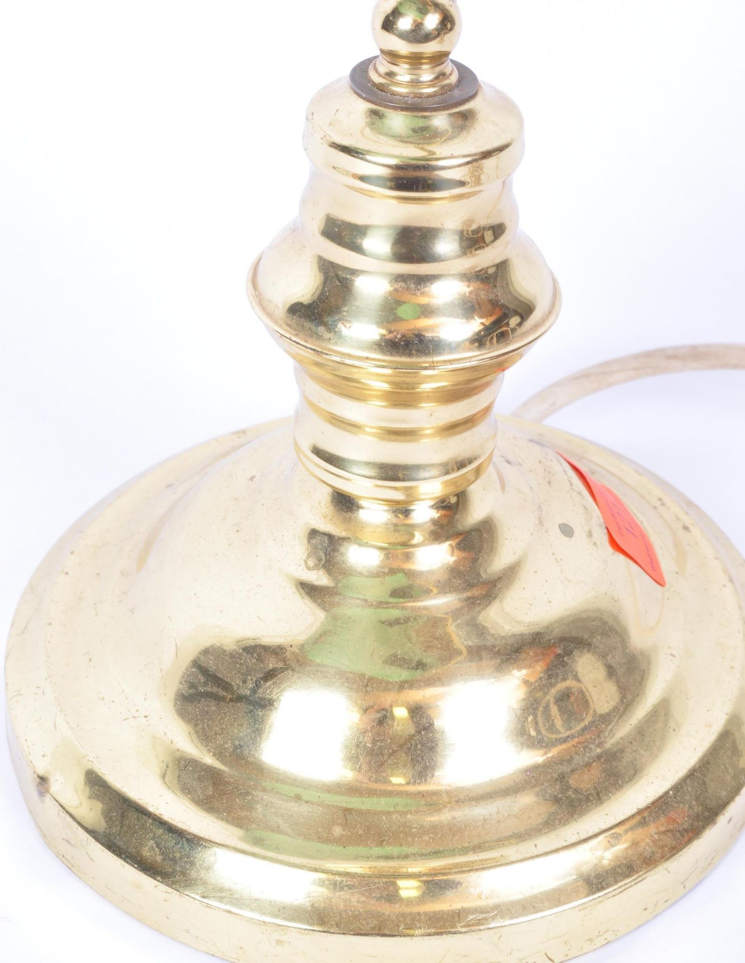 RETRO MID CENTURY BRASS & GLASS BANKERS LAMP - Image 3 of 4