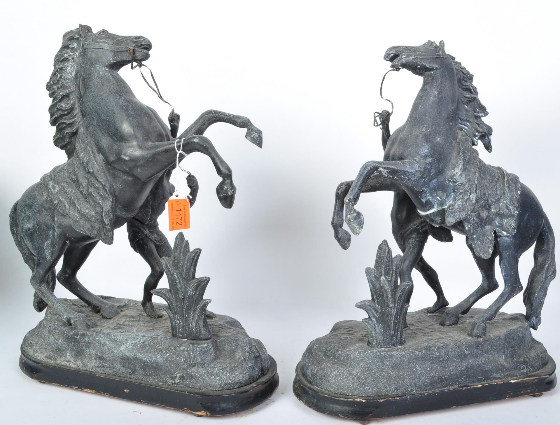 PAIR OF SPELTER MARLEY HORSE FIGURES